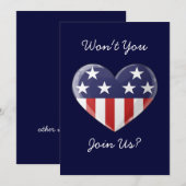 Invitation Patriotique Coeur (Devant / Derrière)