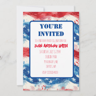 Invitation patriotique d'anniversaire BBQ 14 juill