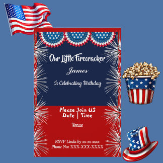 Invitation Patriotique Indépendance Firecracker Anniversaire 