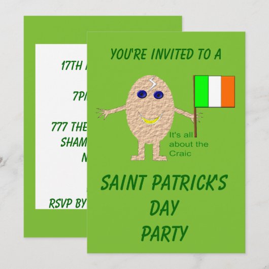 Invitation Patriotique Irish Egg Party personnalisable (Devant / Derrière)