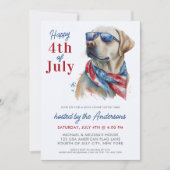Invitation Patriotique Labrador Dog USA Drapeau 4 juillet Par (Devant)