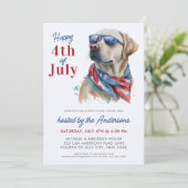 Invitation Patriotique Labrador Dog USA Drapeau 4 juillet Par (Debout devant)