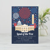 Invitation Patriotique Maison Blanche Feu d'artifice Juillet (Debout devant)