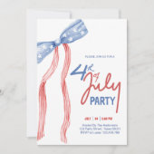 Invitation Patriotique moderne 4 juillet Bow Party (Devant)