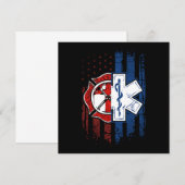 Invitation Patriotique Paramedtic Firefighter EMT USA Drapeau (Devant / Derrière)