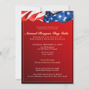Invitation Patriotique Reagan Day Gala de financement Républi