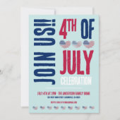 Invitation Patriotique rouge blanc 4 juillet Parti (Devant)