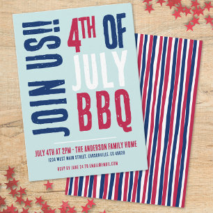 Invitation Patriotique rouge blanc 4 juillet Parti