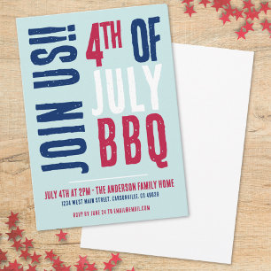 Invitation Patriotique rouge blanc 4 juillet Parti