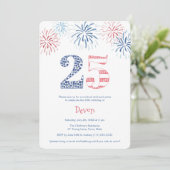 Invitation Patriotique Rouge Blanc & Bleu Amusant 25e anniver (Debout devant)