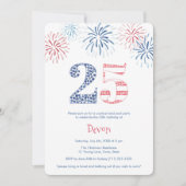 Invitation Patriotique Rouge Blanc & Bleu Amusant 25e anniver (Devant)