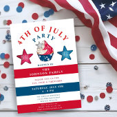 Invitation Patriotique Rouge Blanc & Bleu Étoiles 4 juillet