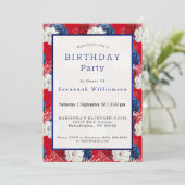 Invitation Patriotique Rouge Bleu Bleu Rose Anniversaire (Debout devant)