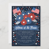 Invitation Patriotique Rustique Floral 4 juillet Cuisine (Devant)