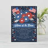 Invitation Patriotique Rustique Floral 4 juillet Cuisine (Debout devant)