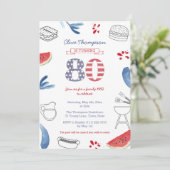 Invitation Patriotique Summer Cookout 80th Birthday Party (Debout devant)