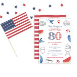 Invitation Patriotique Summer Cookout 80th Birthday Party<br><div class="desc">Stars and Stripes 80e anniversaire conception d'invitation pour une soirée familiale en plein air ou pique-nique</div>