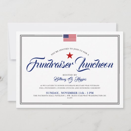 Invitation Patriotique Thème Événement American Flag Horizont (Devant)