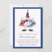 Invitation Patriotique Unicorne Rouge Bleu Bleu Baby shower (Devant)