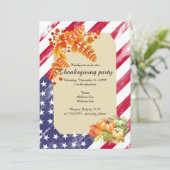 Invitation Patriotique US Drapeau Script Thanksgiving Diner P (Debout devant)