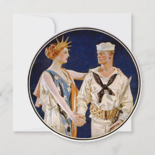 Invitation Patriotisme Vintage, la Liberté avec un marin de l
