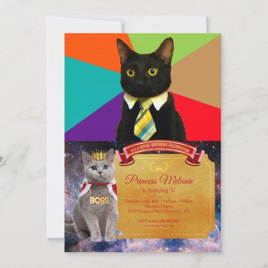 Invitation Patron de chat en cravate (Devant)