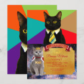 Invitation Patron de chat en cravate (Devant / Derrière)