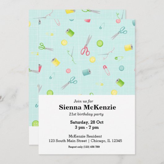 Invitation Patron de couture (Devant / Derrière)