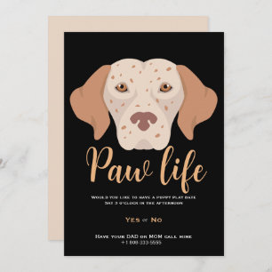 Invitation Patte de chien chiot mignon fête de vie 