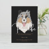 Invitation Patte de chien chiot mignon fête de vie  (Debout devant)