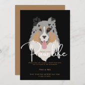 Invitation Patte de chien chiot mignon fête de vie  (Devant / Derrière)