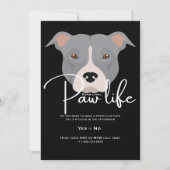 Invitation Patte de chien chiot mignon fête de vie  (Devant)