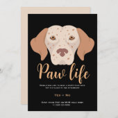 Invitation Patte de chien chiot mignon vie fête (Devant / Derrière)
