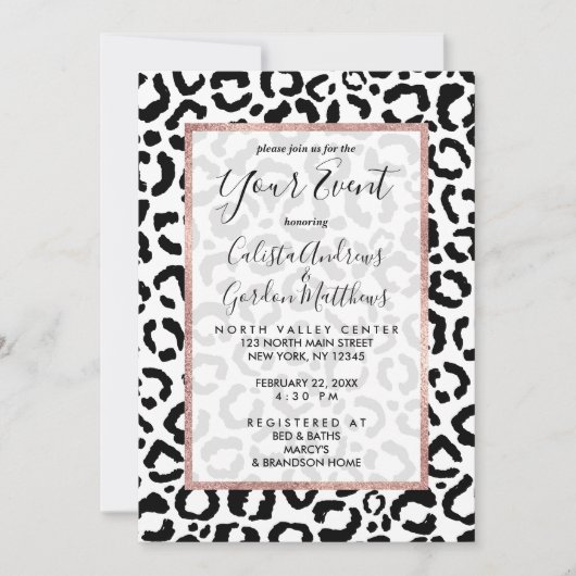 Invitation Patteries du Black White Leopard animal (Devant)