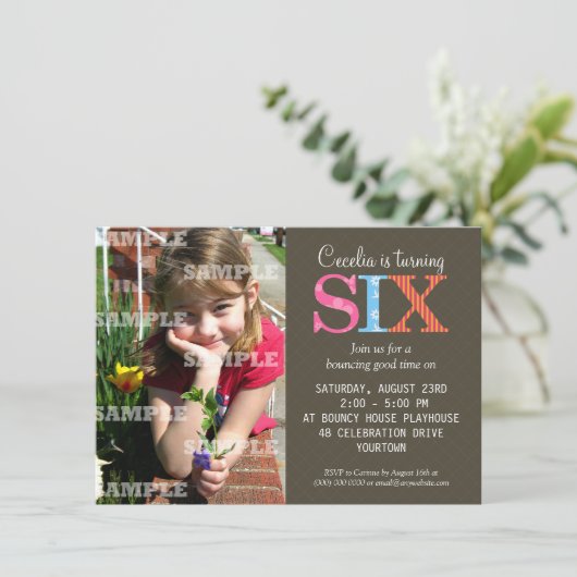 Invitation Patterned Six Anniversaire (Debout devant)