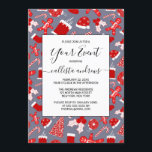Invitation Patters de Christmas<br><div class="desc">Ce motif de Noël mignon et simple est parfait pour l'ambiance festive et amusante. Il présente des illustrations dessinées à la main d'une cheminée enneigée, le stockage, l'ornement, les baies saintes, les feuilles de lierre, le sapin de Noël, le sucre de canne, le casquette de pain d'épice et le Père...</div>