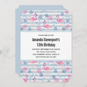 Invitation Patters de Whimsical Flamingo et Pineapple (Devant / Derrière)