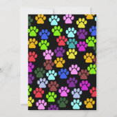 Invitation Pattes colorées, motif de patte, pattes de chien, (Dos)