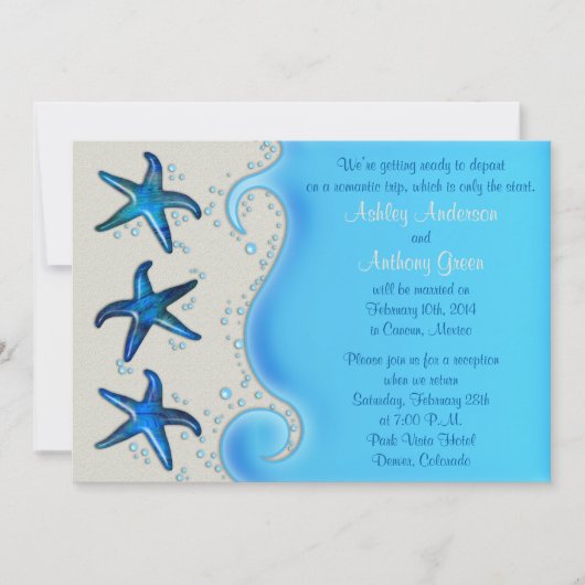 Invitation Paua Shell Starfish Réception après mariage seulem (Devant)