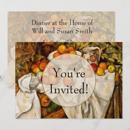 Invitation Paul Cezanne Pommes Oranges Impressionnisme (Devant / Derrière)