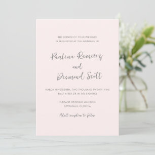 Invitation Paulina Moderne rose douce Simple Mariage élégant