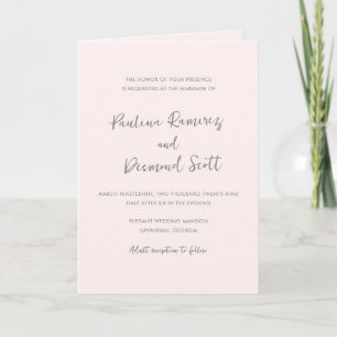 Invitation Paulina Moderne rose douce Simple Mariage élégant