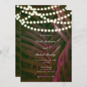 Invitation Paume Tropical Rose Vert Feuilles & Mariage Lumièr (Devant / Derrière)