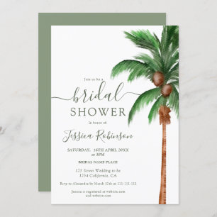Invitation Paume tropicale aquarelle vert nuptiale