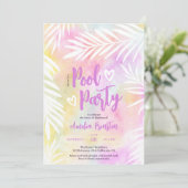 Invitation Paume tropicale piscine d'aquarelle Sweet 16 (Debout devant)