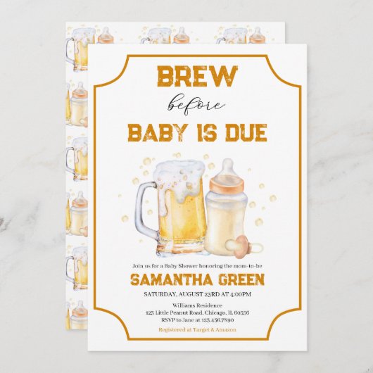 Invitation Pause de la partie de couche avant que le bébé soi (Devant / Derrière)