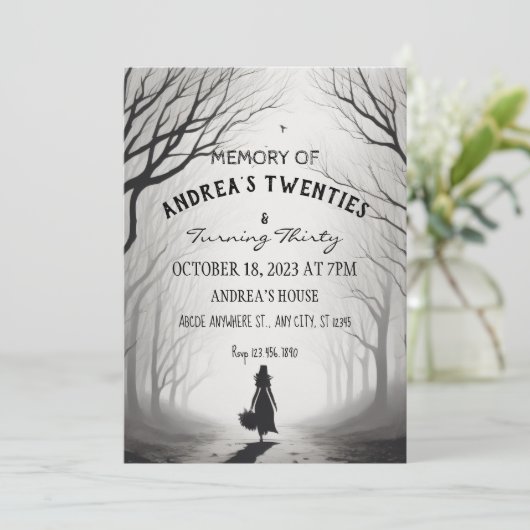 Invitation Pauvre brumeuse fille d'anniversaire de la forêt h (Debout devant)