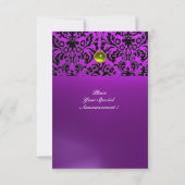 Invitation PAVÉ DE PIERRE GEMME MONOGRAMME violet jaune rsvp (Dos)