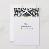 Invitation PAVÉ GEMME MONOGRAMME saphir glace bleu rsvp (Dos)