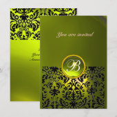 Invitation PAVÉ GEMME MONOGRAMME topaze jaune rsvp (Devant / Derrière)